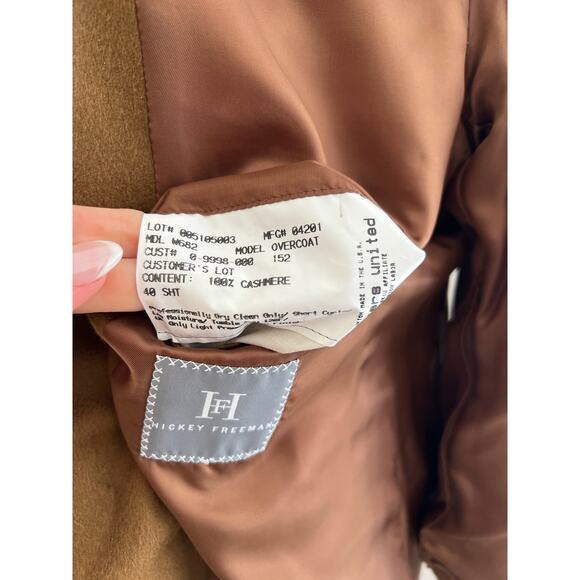 Hickey Freeman 3 Button Long Overcoat Vicuña Color Size 40 SG - Picture 16 of 16
